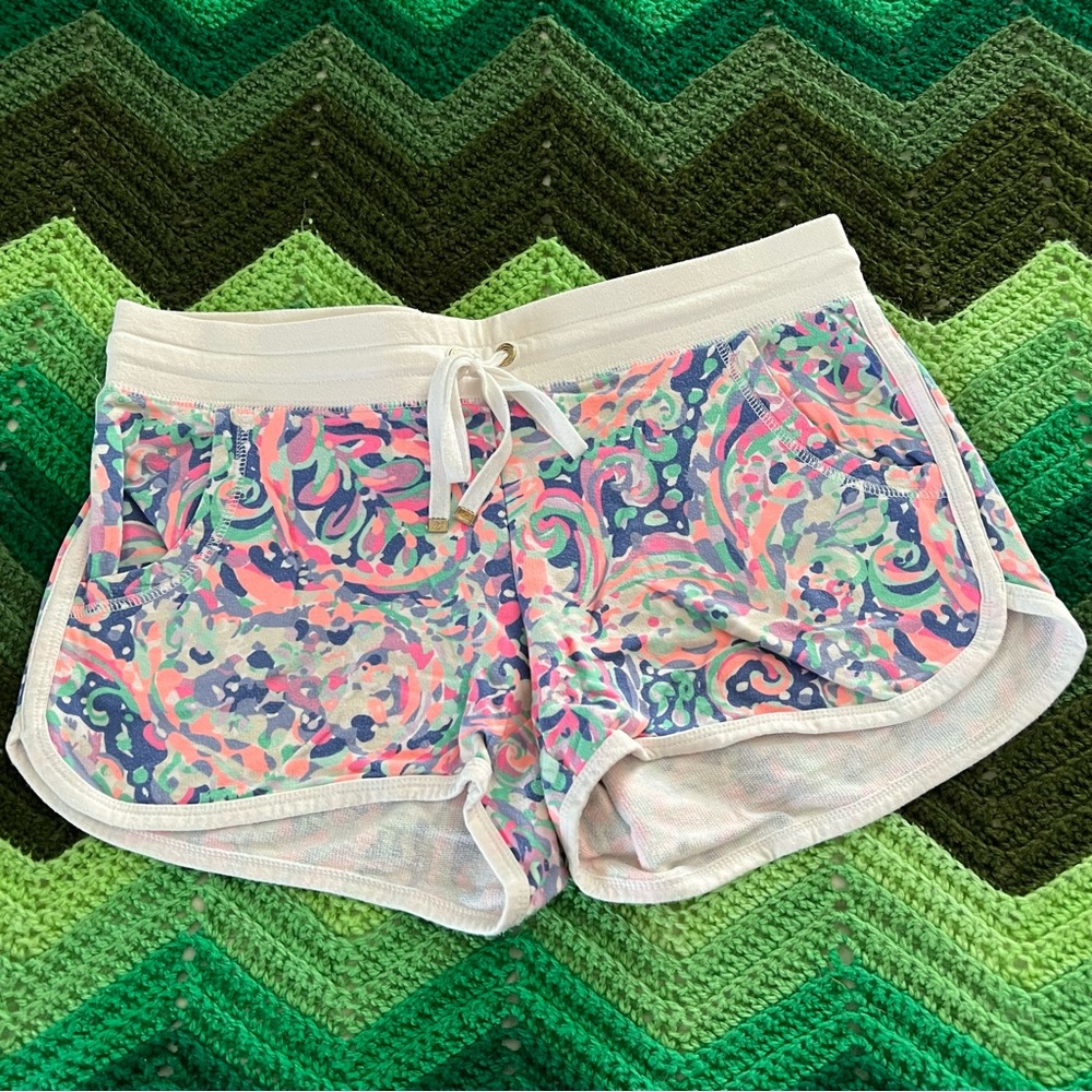 Lilly Pulitzer Chrissy beach shorts La Playa drawstring pockets size S 3” inseam